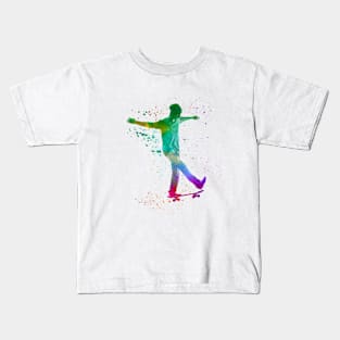 Man skateboard in watercolor Kids T-Shirt